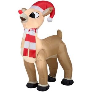 Inflatable Reindeer with Red Santa Hat and Scarf 42 inches